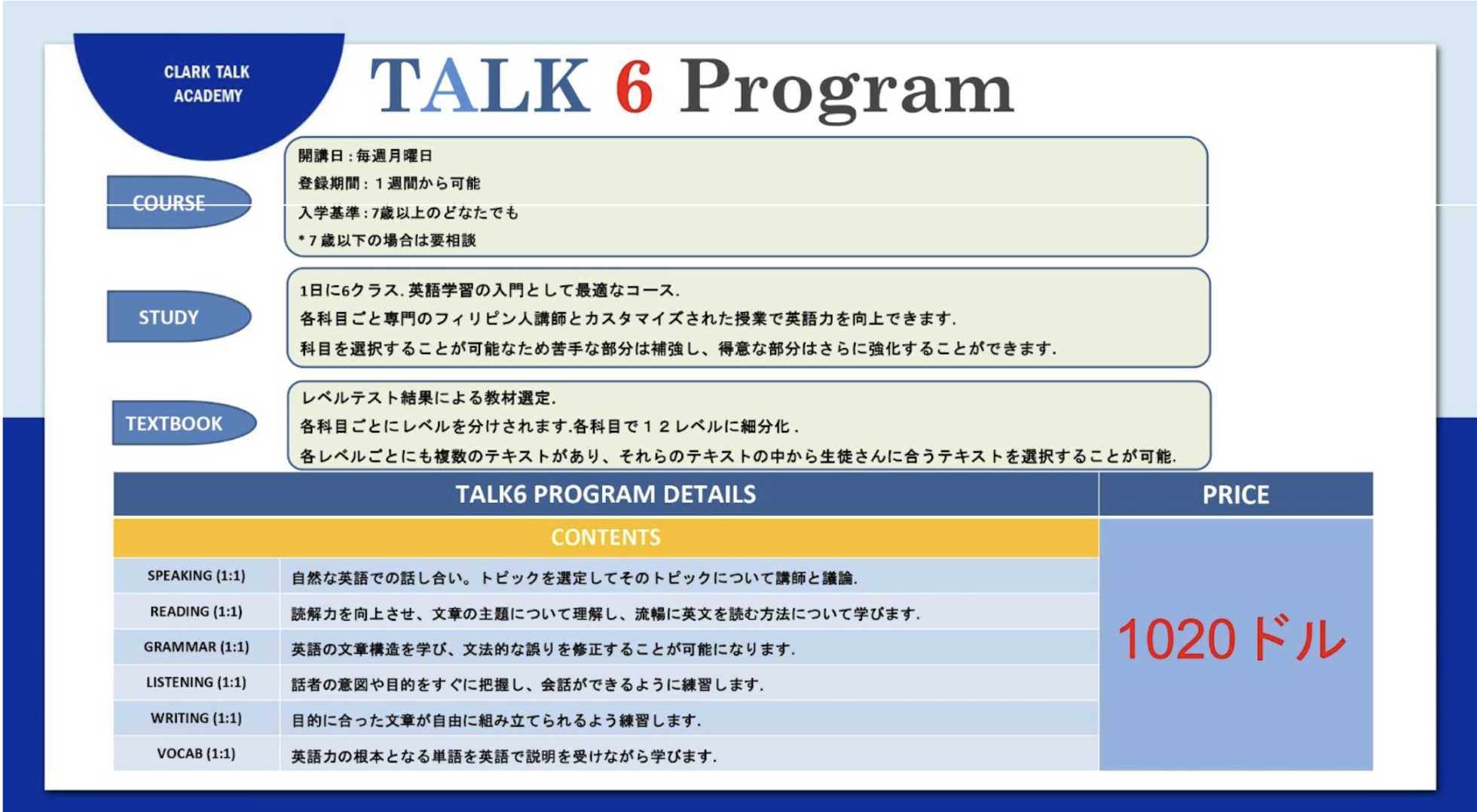 クラーク・トーク・アカデミーのTalk 6 program